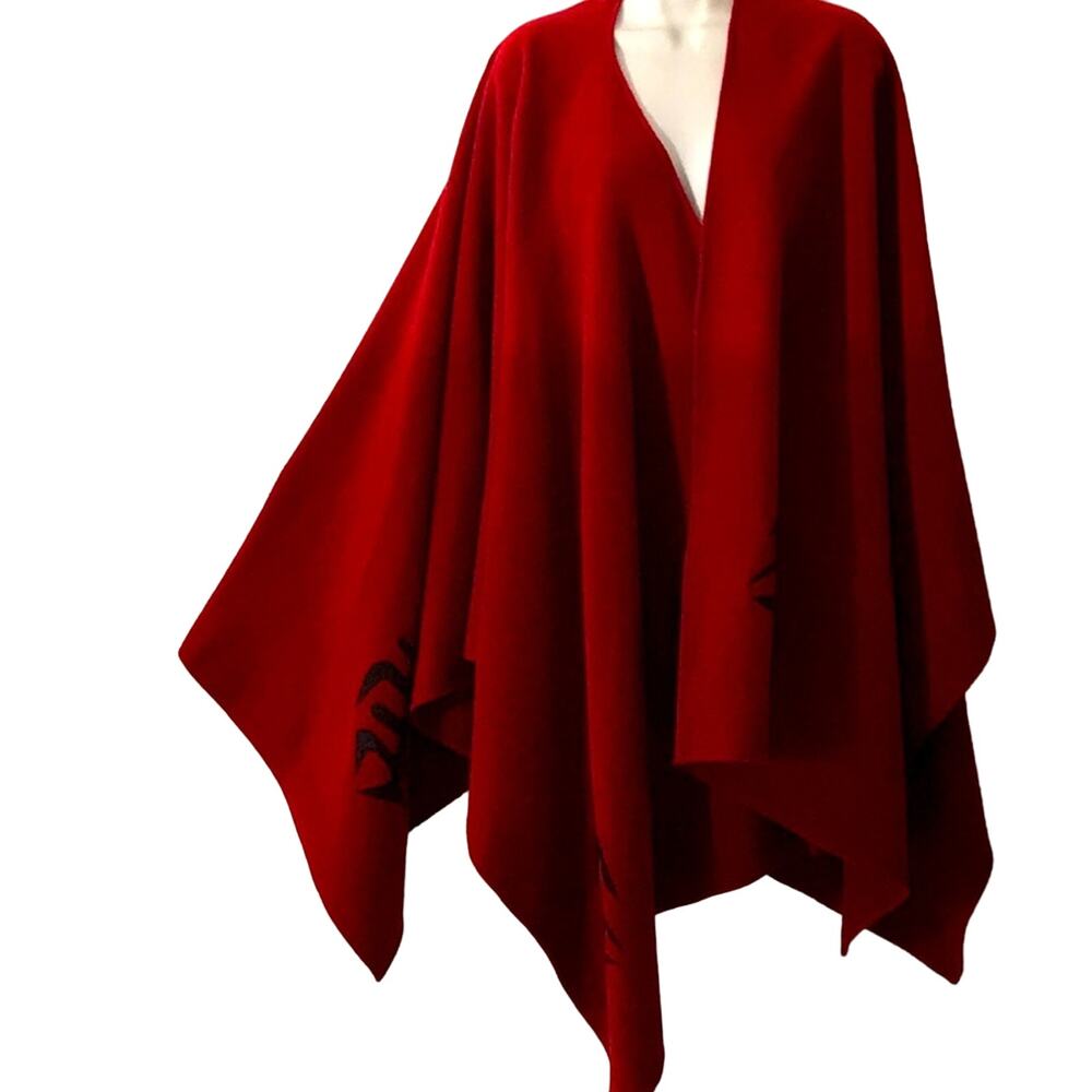 Tammy Beauvais Mohawk Nation Red Cashmere Wool Cape. OS